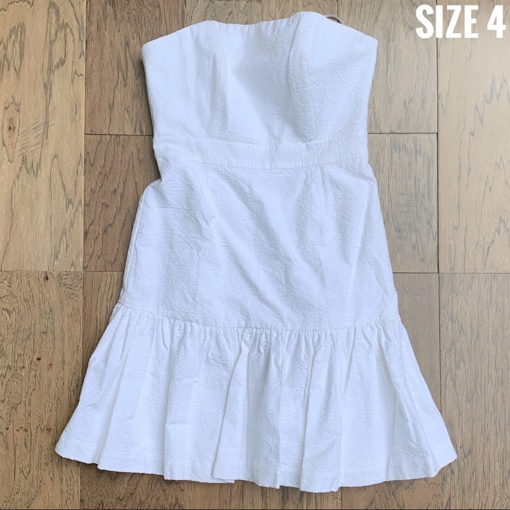 Vineyard Vines Sz 4 White Jacquard Strapless Dress